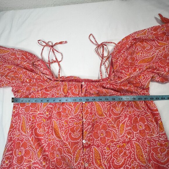 Cleobella Violet Midi Dress Blossom Floral Block Print Orange Peach Pink Medium - Picture 8 of 11